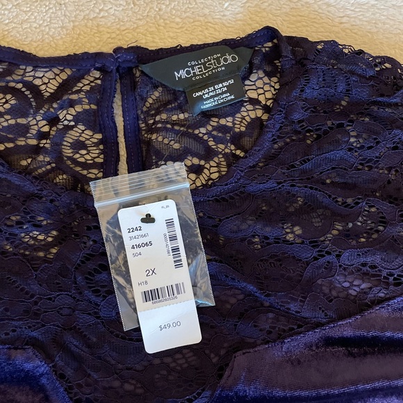 Michel Studio Lace Peplum Blouse - Size 2X - Picture 9 of 12